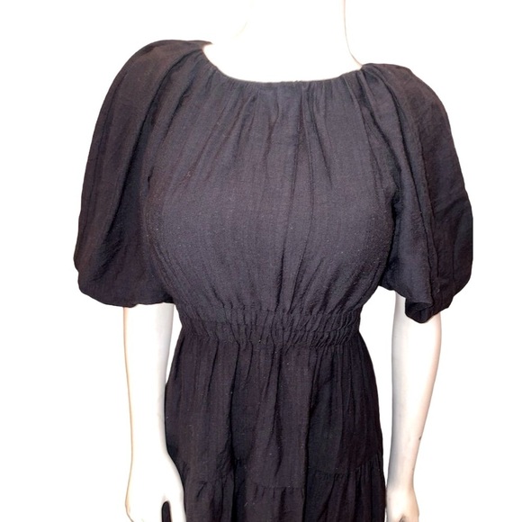 ANTHROPOLOGY MOON RIVER PUFF SLEEVE BACK CUTOUT SMOCKED WAIST MIDI DRESS SMALL - Picture 5 of 16